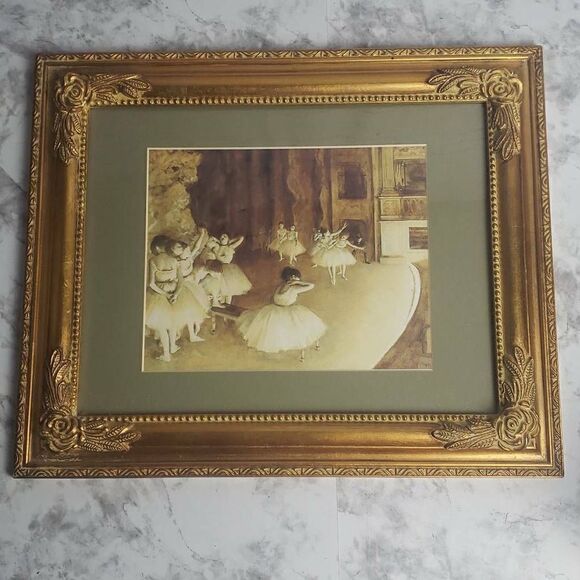 The Ballet Rehearsal Onstage Golden Frame Print by Edgar Degas - Picture 3 of 16